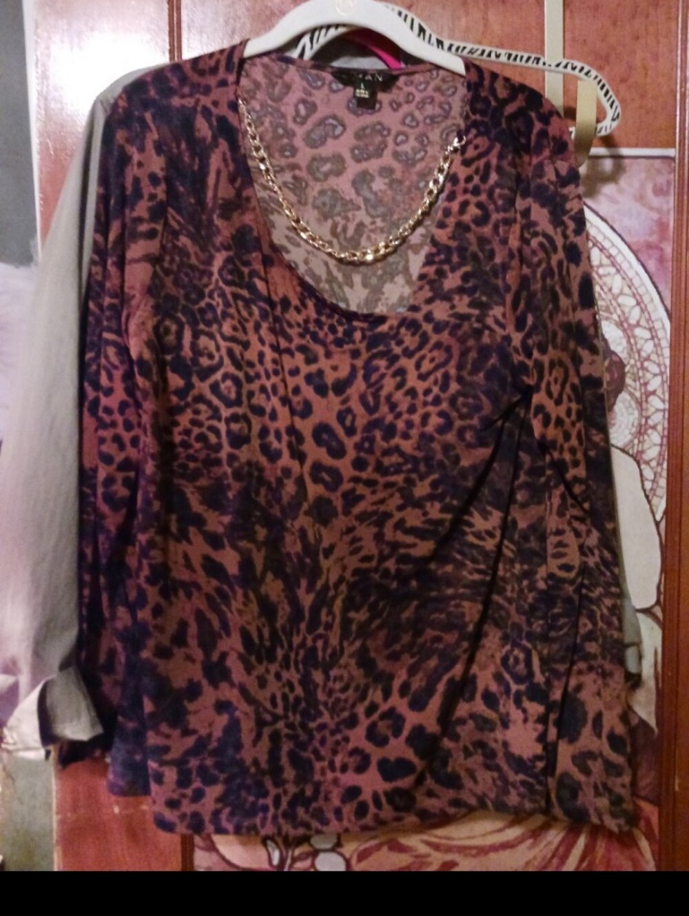 Leopard Print Long Sleeve Top - Brown Iman Large